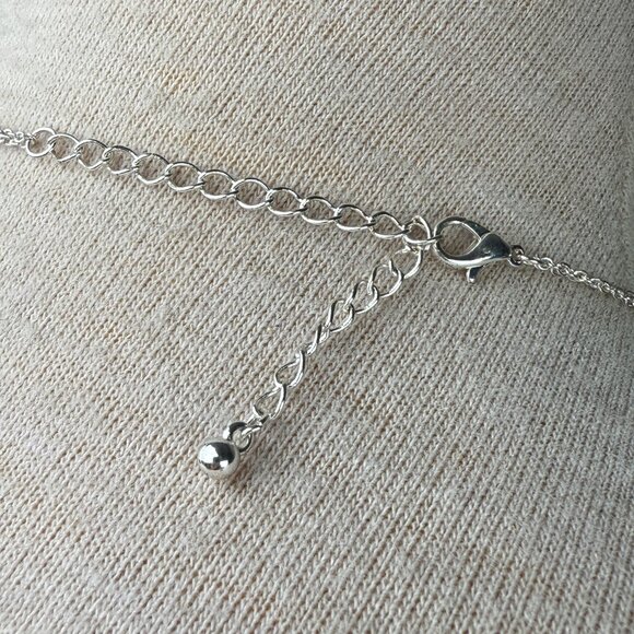 Pink Acrylic Pendant Silver Tone Chain Necklace 17 - 20.5" - Picture 5 of 5